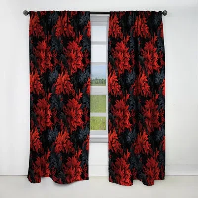 Design Art Noir Illusions Moody Patterns I - Damask Curtain - Blackout Damask Curtain - 1 Panels In Black;red