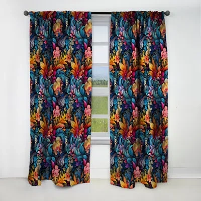 Design Art Nomadic Vibes Paisley Pattern I - Floral Curtain - Blackout Floral Curtain - 1 Panels In Multi-color