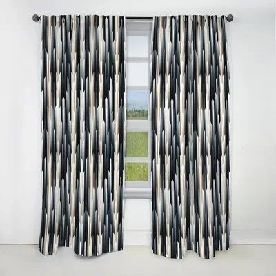 Design Art Nordic Contrast Ii - Stripped Curtain - Blackout Striped Curtain - 1 Panels In Gray;beige