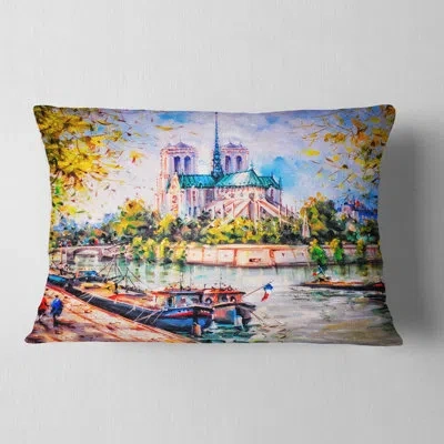Design Art Notre Dame Paris - Landscape Printed Throw Pillow