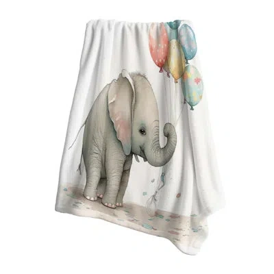 Design Art Nursery Adorable Elephant - Baby Throw Blanket For Couch In White;gray