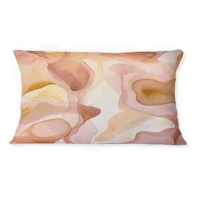 Design Art Nutshell Abstractions Abstract Watercolor Ii - Abstract Shapes Printed Throw Pillow In Pink