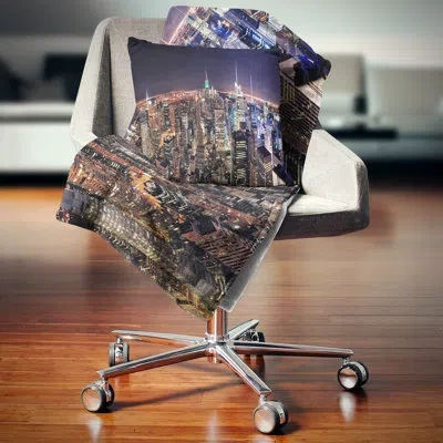 Design Art Nyc Manhattan Aerial View - Cityscape Printed Pillow