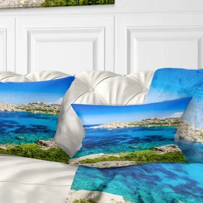 Design Art Ocean Bay With Turquoise Water - Sea & Shore Printed Throw Pillow