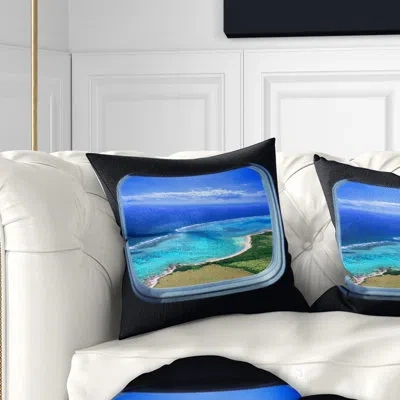 Design Art Ocean View From Window - Sea & Shore Printed Pillow