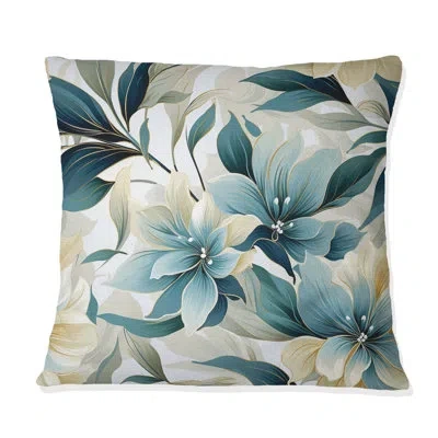 Design Art Oceanic Canvas Tropical Pattern - Floral Polyester Throw Pillow In Green;beige