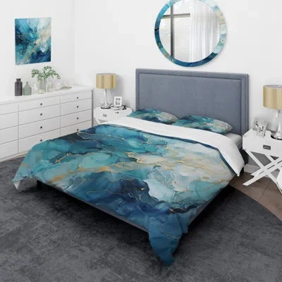 Design Art Oceanic Collage I - Abstract Collages Duvet Cover Set In Blue