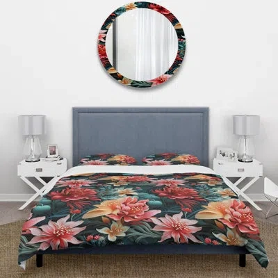 Design Art Oceanic Gardens Tropical Pattern I Bedding In Green;pink