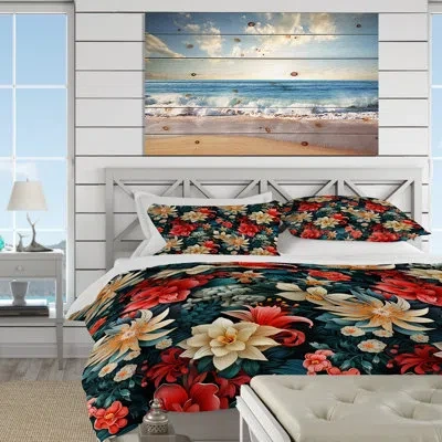 Design Art Oceanic Gardens Tropical Pattern Ii Bedding In Green;beige
