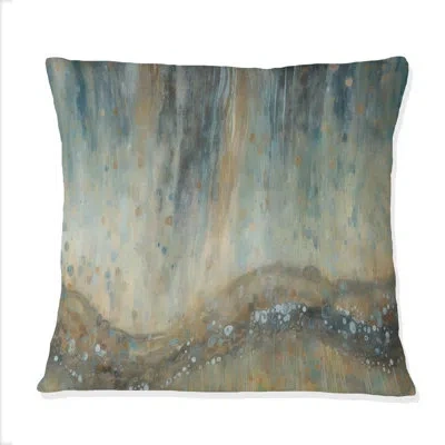 Design Art October Mist Ii - Abstract Liquid Ink Printed Throw Pillow In Green;gray
