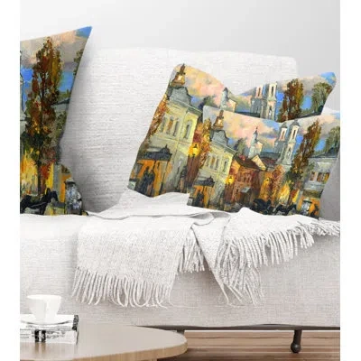 Design Art Old City - Cityscape Printed Throw Pillow