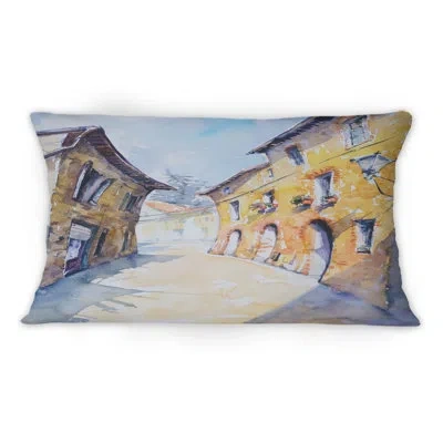 Design Art Old Europe Italian City View -1 Vintage Printed Throw Pillow