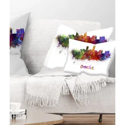 Design Art Omaha Skyline - Cityscape Printed Throw Pillow