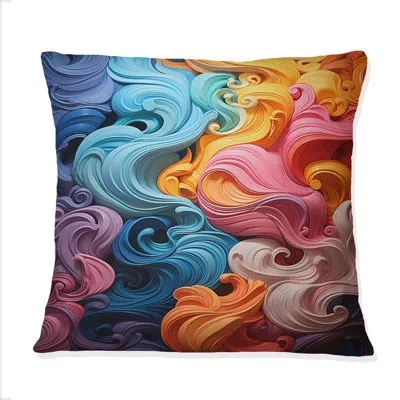 Design Art Opt Art Chromatic Delirium I - Op Art Printed Throw Pillow In Blue;black;brown;green;red;yellow