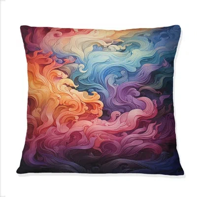Design Art Opt Art Chromatic Delirium Ii - Op Art Printed Throw Pillow In Blue;black;brown;green;red;yellow