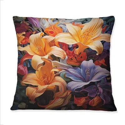 Design Art Opt Art Flowers Harmonic Contrast I - Op Art Printed Throw Pillow In Pink