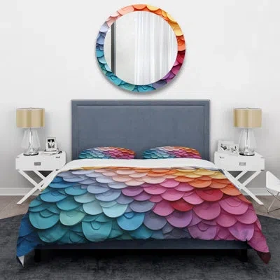 Design Art Opt Art Harmonious Spectrum Ii - Op Art Duvet Cover Set - Microfiber Polyester In Blue;pink