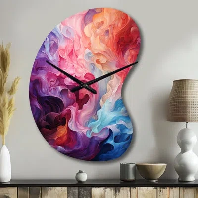 Design Art Opt Art Radiant Spectrum Ii - Boom Shape Large Multi-color Wall Clock - Unique Shape