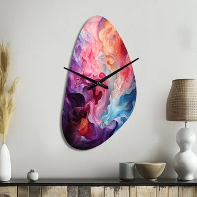 Design Art Opt Art Radiant Spectrum Ii - Irregular Shape Op Art Metal Wall Clock, No Wall Clock Print In Multi-color