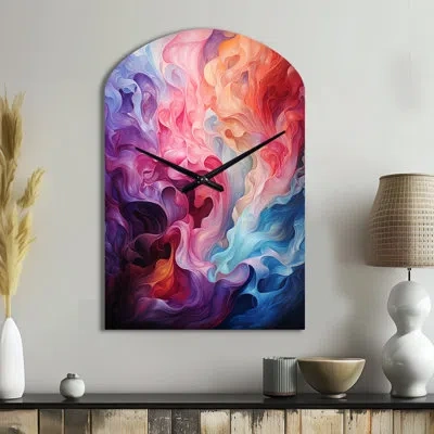 Design Art Opt Art Radiant Spectrum Ii - Op Art Asymmetrical Metal Wall Clock, Modern Arch Clock Print In Multi-color