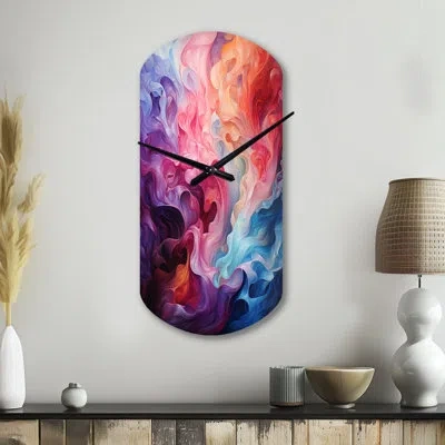 Design Art Opt Art Radiant Spectrum Ii - Op Art Cylinder Metal Wall Clocks, Modern Asymmetrical Wall Clock Prin In Multi-color