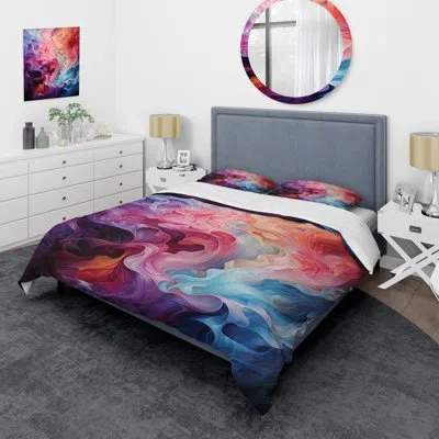Design Art Opt Art Radiant Spectrum Ii - Op Art Duvet Cover Set - Microfiber Polyester In Blue;black;pink