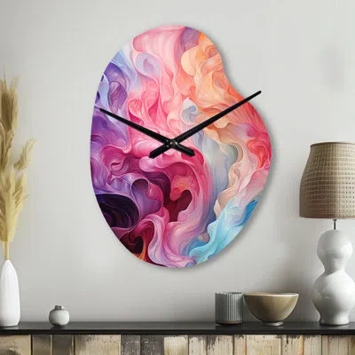 Design Art Opt Art Radiant Spectrum Ii - Op Art Unique Shape Metal Wall Clock, Modern Asymmetrical Clock Print In Multi-color