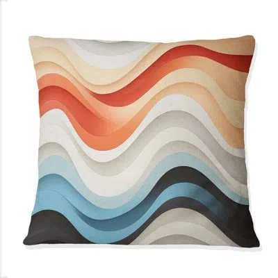 Design Art Opt Art Straight Line Delirium Ii - Op Art Printed Throw Pillow In Blue;black;brown;green;red;yellow