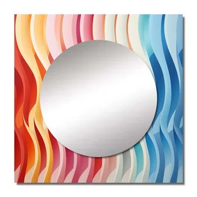 Design Art Opt Art Straight Line Delirum Iii - Modern Square Mirror For Wall Art Decor In Blue;black;green;gray;white;red;yellow;p