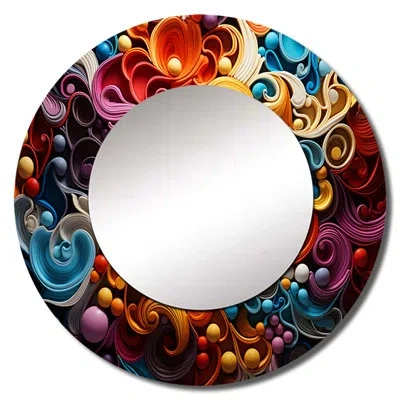 Design Art Opt Art Vibrant Illusions I - Op Art Wall Mirror, Modern Decorative Mirror, Printed Metal Art In Multi-color
