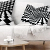 Design Art Optical Black And White Pattern - Abstract Printed Throw Pillow