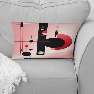 Design Art Oracle Circular Geometrics In Black And Pink I - Abstract Geometric Printed Throw Pillow In Black;pink