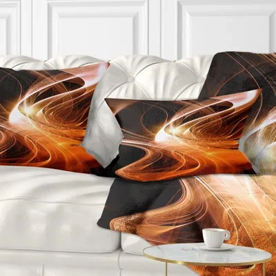 Design Art Orange 3d Shaped Fractal Design - Abstract Printed Pillow