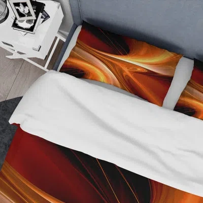Design Art Orange Abstract Warm Fractal Design Ii - Abstract Duvet Cover Set - Microfiber Polyester