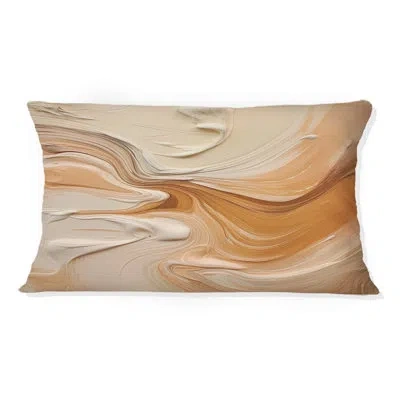 Design Art Orange And Beige Unbounded Imagination Iii - Abstract Printed Throw Pillow In Beige;orange