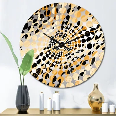 Design Art Orange And Black Classic Elegance Adventure - Abstract Wall Clock In Black;orange