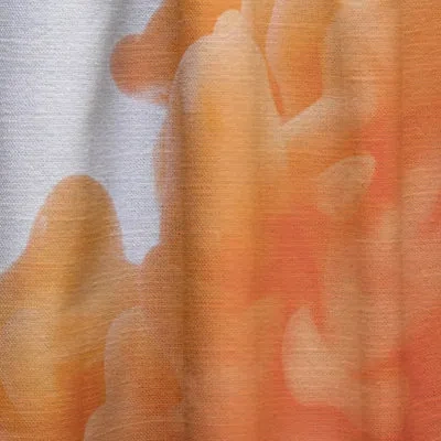 Design Art Orange And Black Dancing Ink Clouds - Abstract Curtain - Velvet Room Darkening - 1 Panel