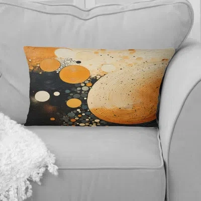 Design Art Orange And Black Mid Century Organic Harmony - Abstract Midcentury Printed Throw Pillow In Black;orange