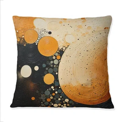 Design Art Orange And Black Mid Century Organic Harmony - Abstract Midcentury Printed Throw Pillow In Black;orange