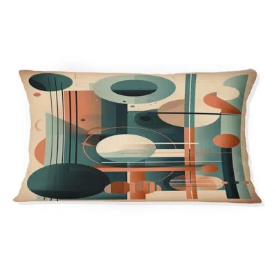 Design Art Orange And Green Mid Century Momentum Iv - Abstract Midcentury Printed Throw Pillow In Green;orange