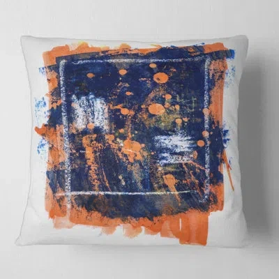Design Art Orange And Navy Blue Abstract - Modern Printed Throw Pillow