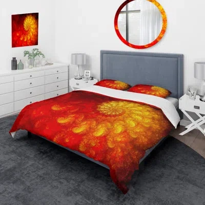 Design Art Orange And Red Infinity Spiral - Modern Duvet Cover Set - Microfiber Polyester In Red;orange