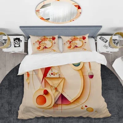Design Art Orange And Yellow Geometric Abstract Ii Beddingmicrofiber / Polyester Duvet Cover Set In Yellow;orange