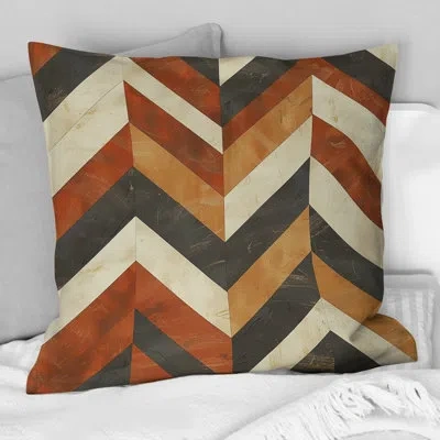 Design Art Orange Beige Chevron Pattern Dream - Modern Throw Pillow In Beige;orange