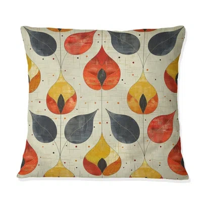 Design Art Orange Black Midcentury Charm Ii - Midcentury Throw Pillow In Black;orange