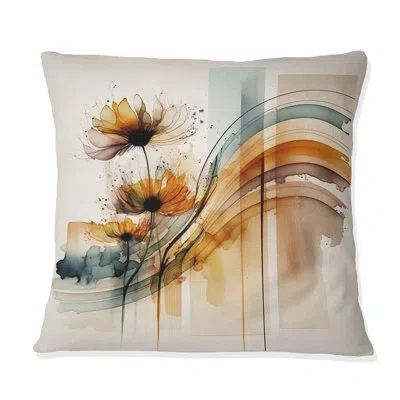 Design Art Orange Daisy Flowers Hyper Realistic Ii - Daisy Printed Throw Pillow In Orange;cream