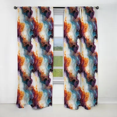 Design Art Orange Galactic Dreams Marble Dreams - Abstract Marble Marble Blackout Curtain - 1 Panels In Orange;teal