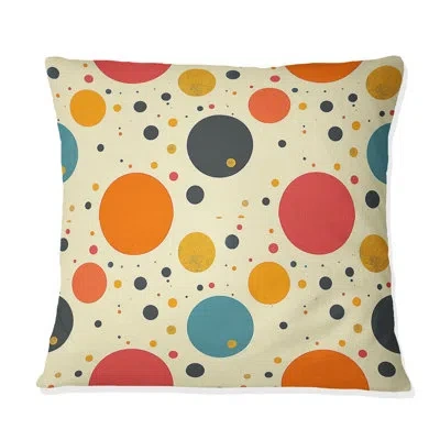 Design Art Orange Green Polka Dot Iv - Polka Dot Throw Pillow In Green;orange