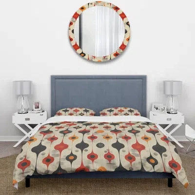 Design Art Orange Green Quatrefoil Elegance Ii - Midcentury Duvet Cover Set In Green;orange