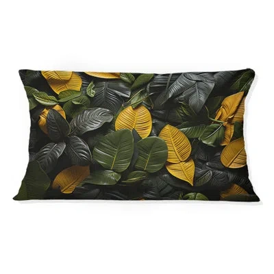 Design Art Orange Grey Plants Field Vibrant - Plants Printed Throw Pillow In Green